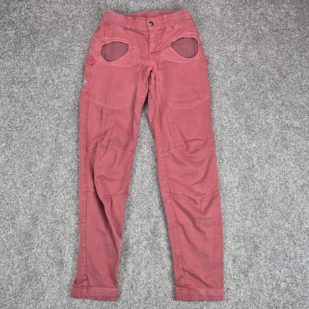 E9 Ondart Slim BB Climbing Pants Women XS Red Bamboo Cotton Made in Italy